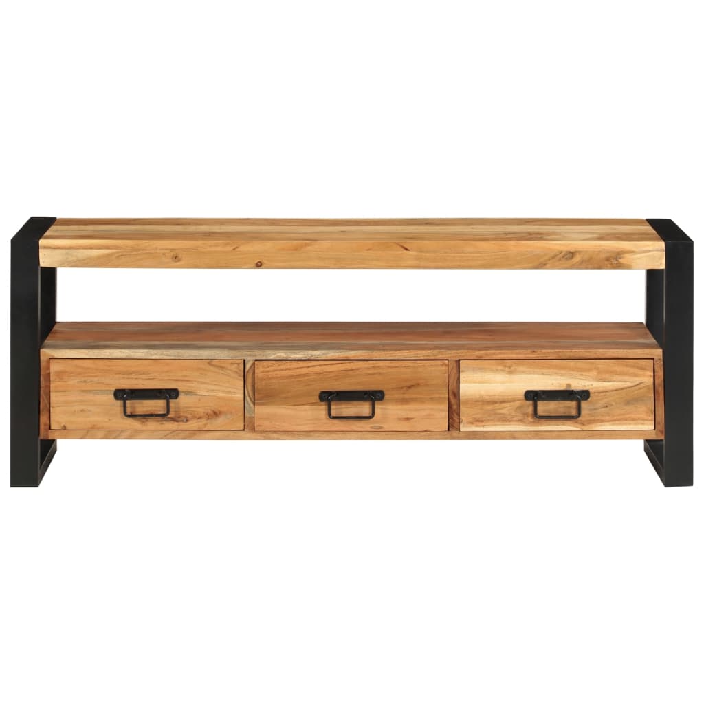 Meuble TV en Bois Naturel et Noir - 120 cm-Mon Meuble TV-120 cm-bois de manguier massif-1-2