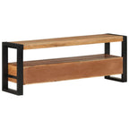 Meuble TV en Bois Naturel et Noir - 120 cm-Mon Meuble TV-120 cm-bois de manguier massif-1-3