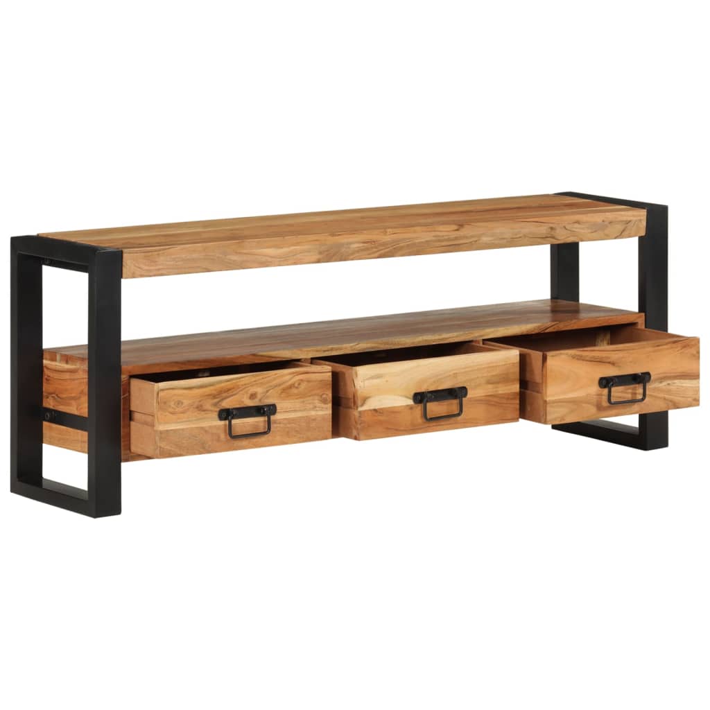 Meuble TV en Bois Naturel et Noir - 120 cm-Mon Meuble TV-120 cm-bois de manguier massif-1-6