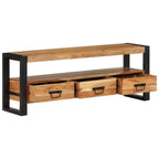 Meuble TV en Bois Naturel et Noir - 120 cm-Mon Meuble TV-120 cm-bois de manguier massif-1-6