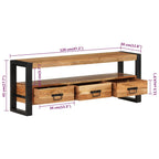 Meuble TV en Bois Naturel et Noir - 120 cm-Mon Meuble TV-120 cm-bois de manguier massif-1-7