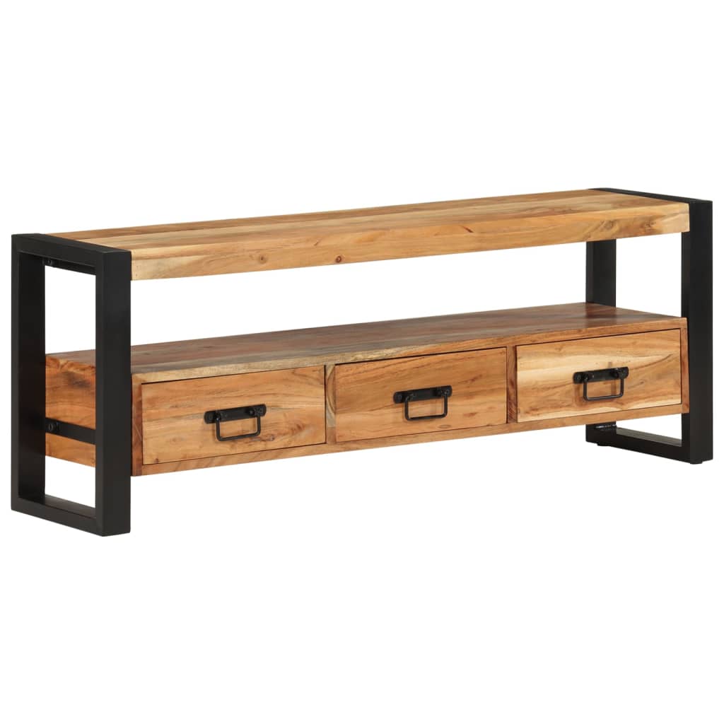 Meuble TV en Bois Naturel et Noir - 120 cm-Mon Meuble TV-120 cm-bois de manguier massif-1-8