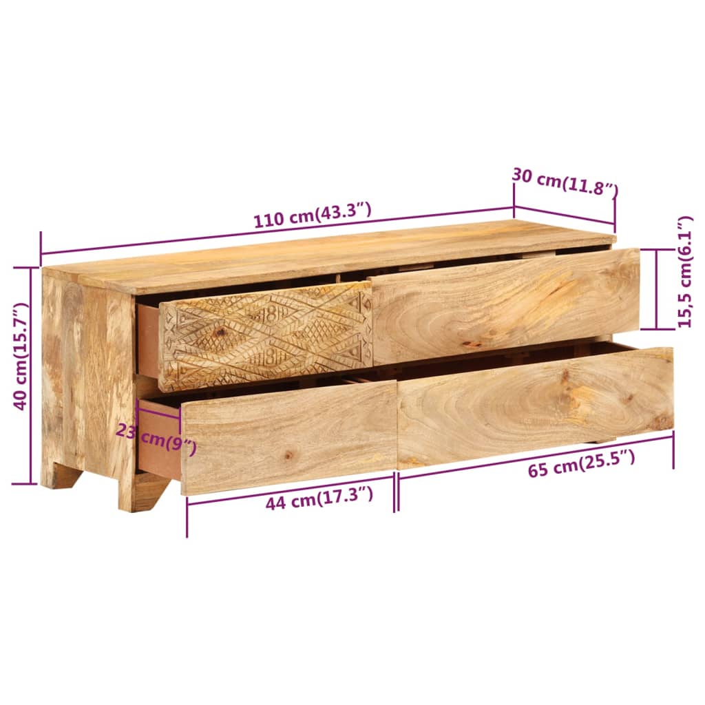Meuble TV en Bois Original de Manguier - 110 cm-Mon Meuble TV-8
