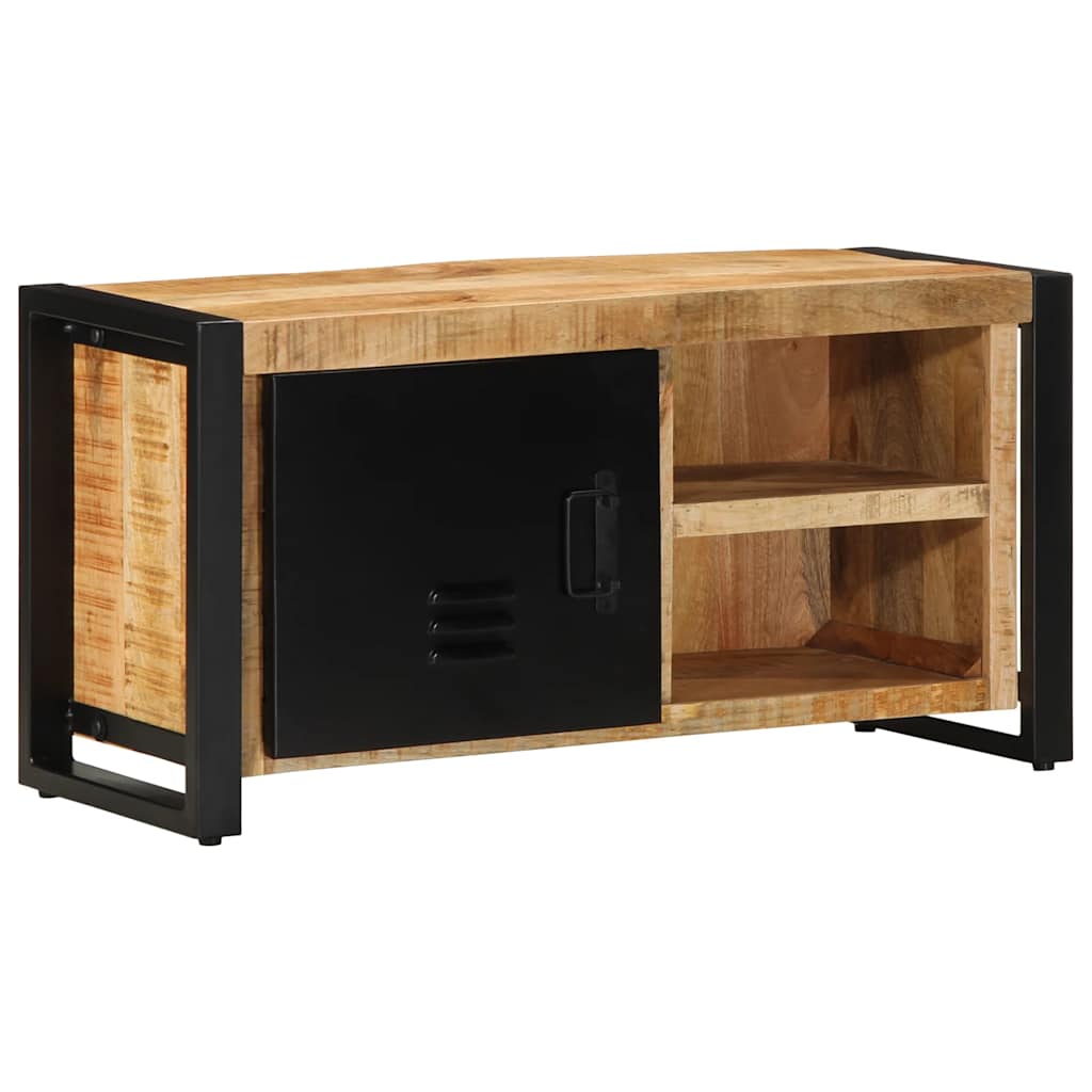 Meuble TV en Bois Vieilli et Métal - 80 cm-Mon Meuble TV-Bois de manguier brut massif-13