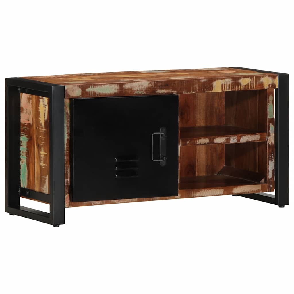 Meuble TV en Bois Vieilli et Métal - 80 cm-Mon Meuble TV-Bois de récupération massif-12