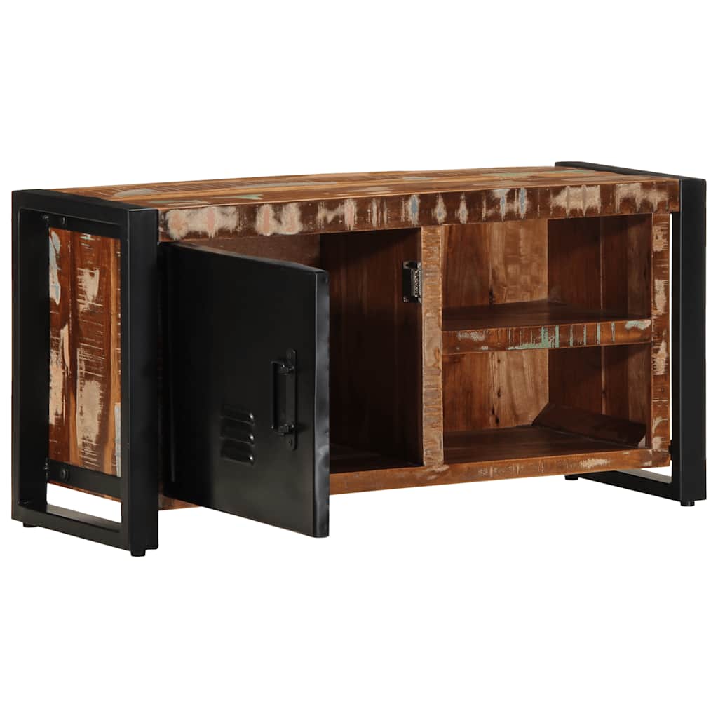 Meuble TV en Bois Vieilli et Métal - 80 cm-Mon Meuble TV-Bois de récupération massif-2