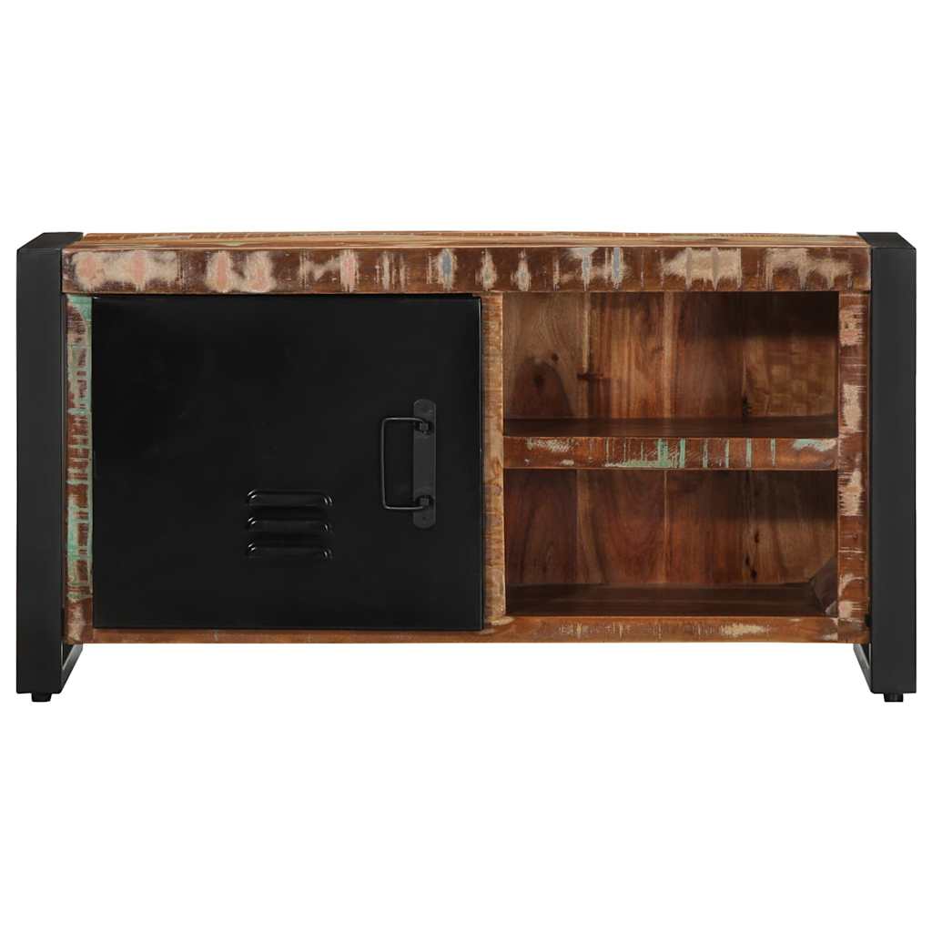 Meuble TV en Bois Vieilli et Métal - 80 cm-Mon Meuble TV-Bois de récupération massif-3
