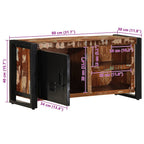 Meuble TV en Bois Vieilli et Métal - 80 cm-Mon Meuble TV-Bois de récupération massif-9