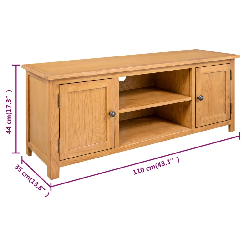 Meuble TV en Chêne Massif Ancien - 110 cm-Mon Meuble TV-7