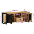 Meuble TV en Manguier Brut et Métal - 100 cm-Mon Meuble TV-Bois de manguier brut massif-10