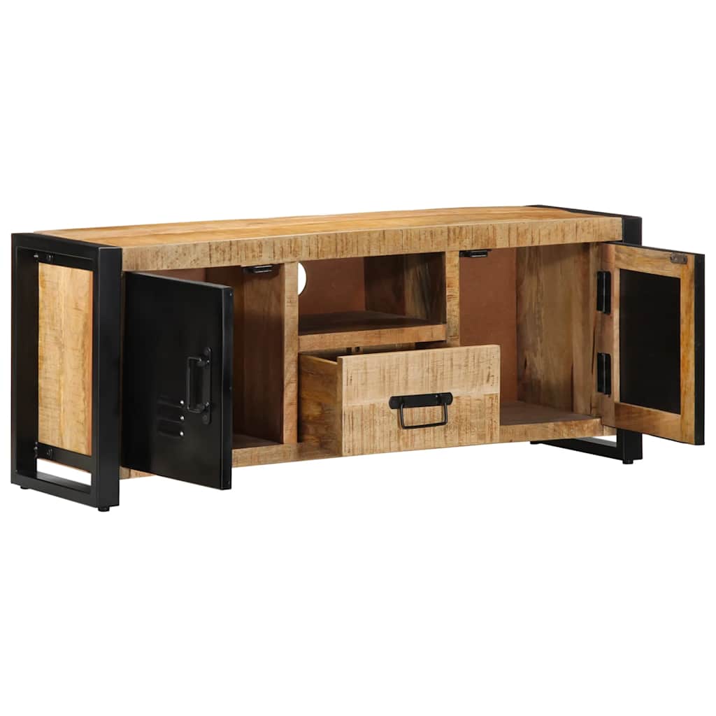 Meuble TV en Manguier Brut et Métal - 100 cm-Mon Meuble TV-Bois de manguier brut massif-12