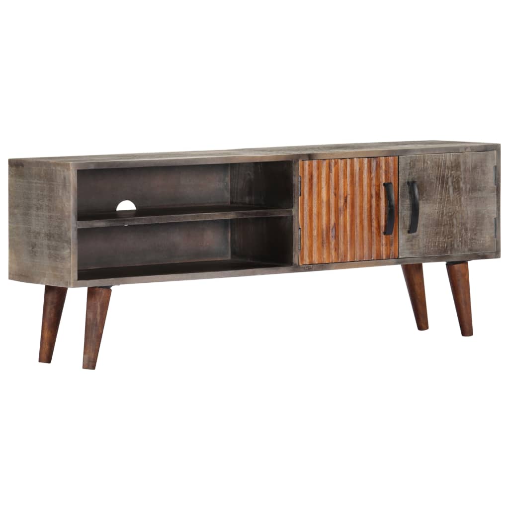 Meuble TV en Manguier Brut Gris - 130 cm-Mon Meuble TV-11