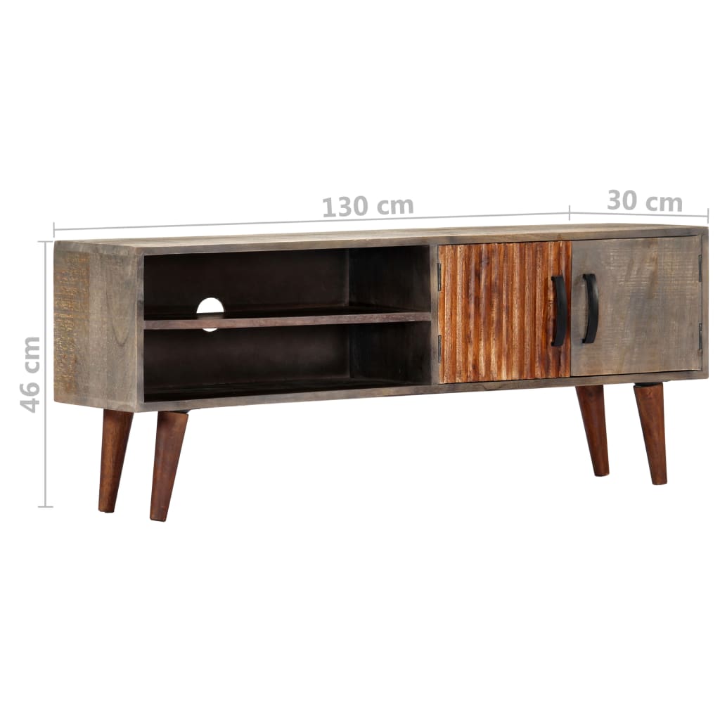 Meuble TV en Manguier Brut Gris - 130 cm-Mon Meuble TV-9