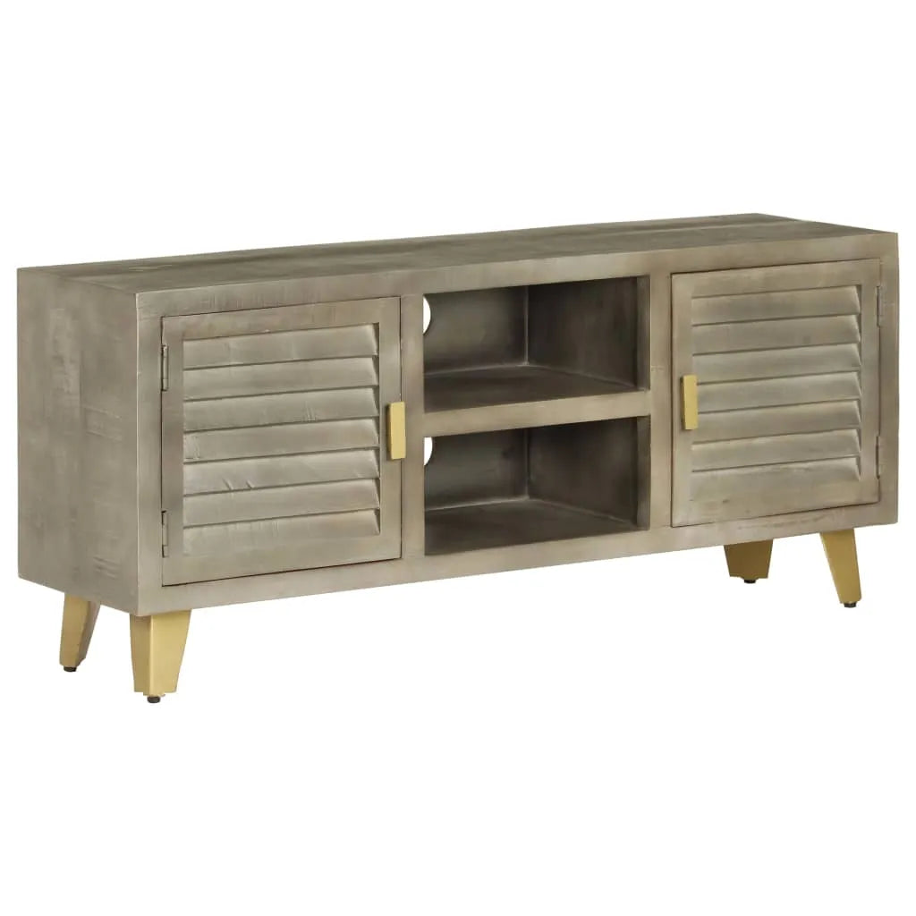 Meuble TV en Manguier Gris et Laiton - 110 cm-Mon Meuble TV-1