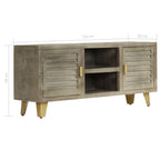 Meuble TV en Manguier Gris et Laiton - 110 cm-Mon Meuble TV-10