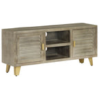 Meuble TV en Manguier Gris et Laiton - 110 cm-Mon Meuble TV-11