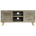 Meuble TV en Manguier Gris et Laiton - 110 cm-Mon Meuble TV-2