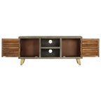 Meuble TV en Manguier Gris et Laiton - 110 cm-Mon Meuble TV-3