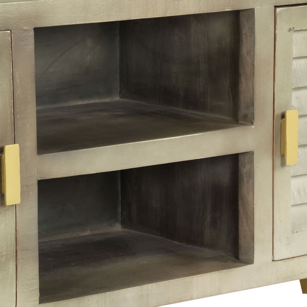 Meuble TV en Manguier Gris et Laiton - 110 cm-Mon Meuble TV-6