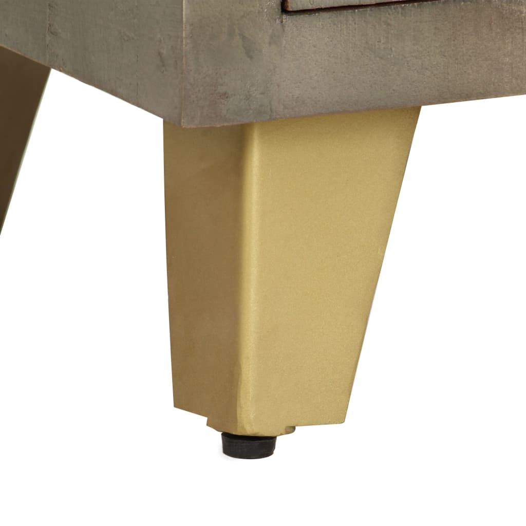 Meuble TV en Manguier Gris et Laiton - 110 cm-Mon Meuble TV-9