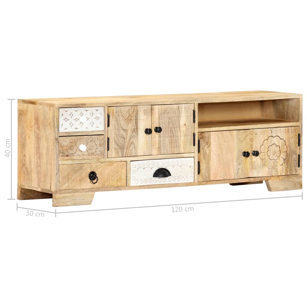 Meuble TV en Manguier Massif - 120 cm-Mon Meuble TV-10