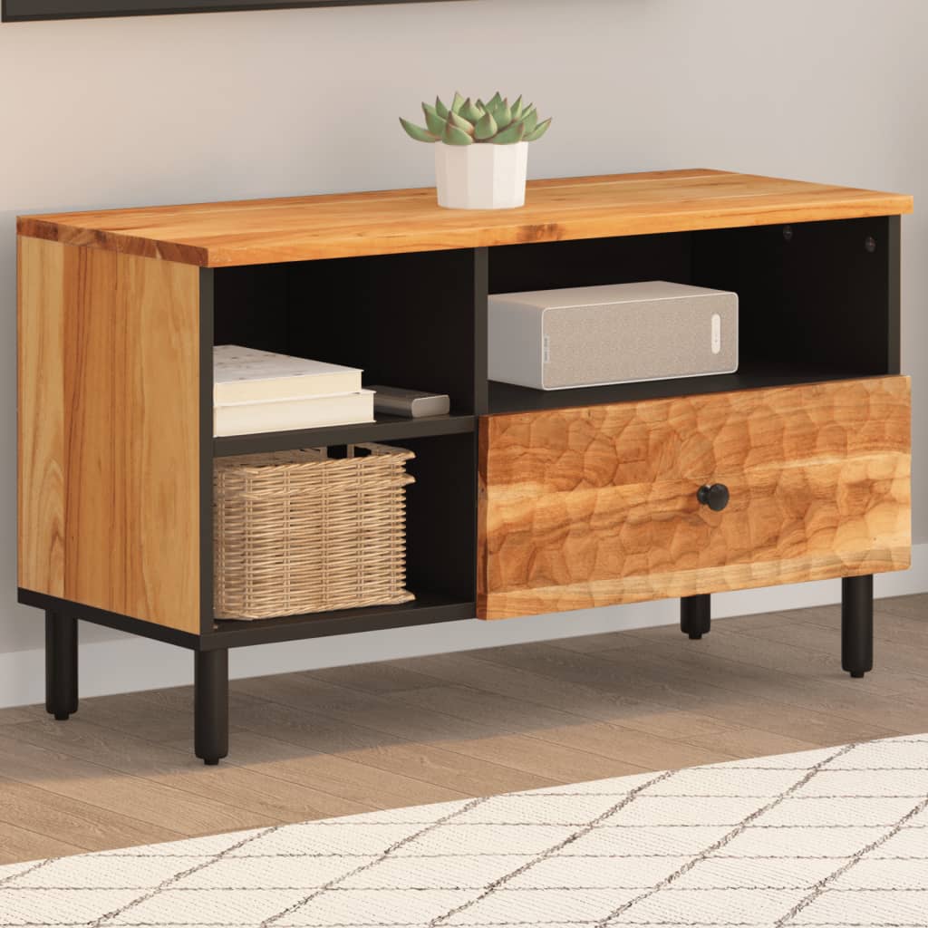 Meuble TV en Manguier Noir - 80 cm-Mon Meuble TV-Naturel-Bois d'acacia massif-1-12