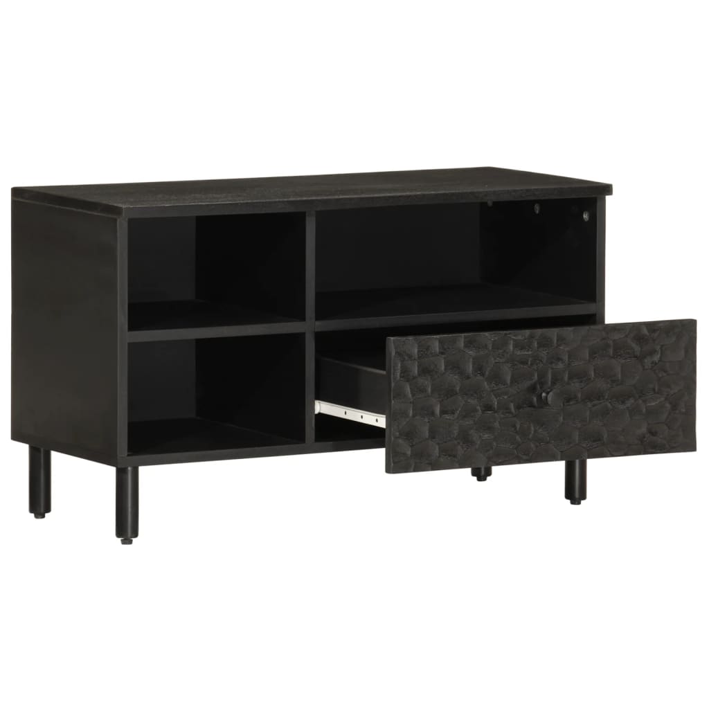 Meuble TV en Manguier Noir - 80 cm-Mon Meuble TV-Naturel-Bois d'acacia massif-1-3