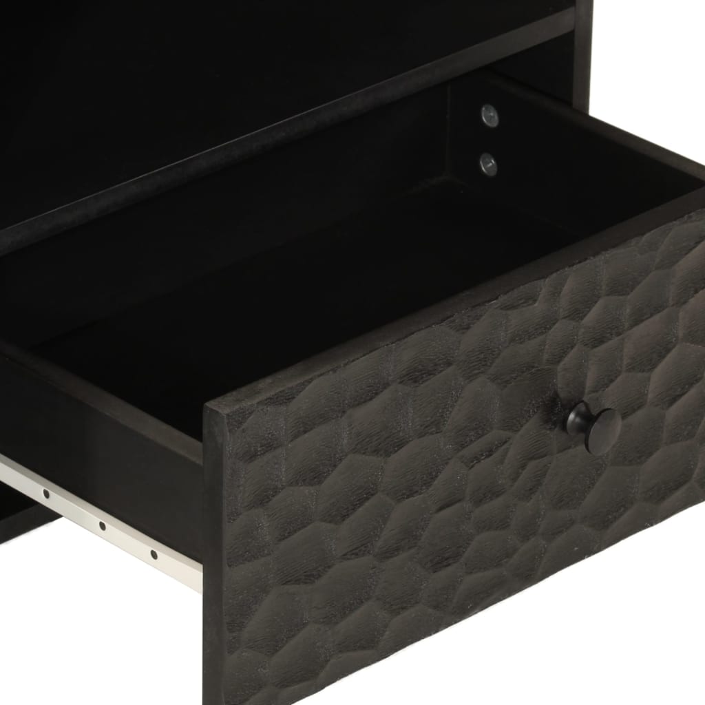 Meuble TV en Manguier Noir - 80 cm-Mon Meuble TV-Naturel-Bois d'acacia massif-1-8