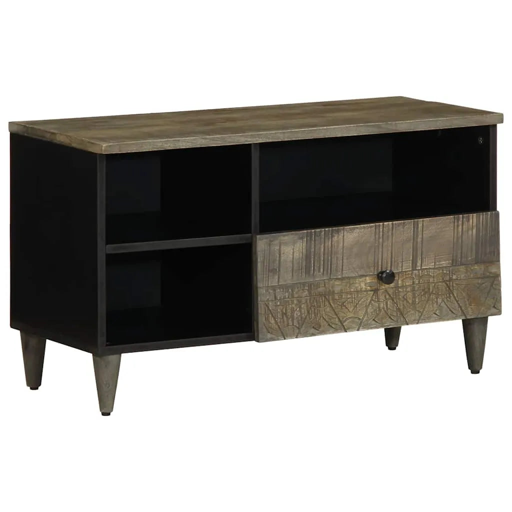 Meuble TV en Manguier Sculpté et Noir - 80 cm-Mon Meuble TV-1