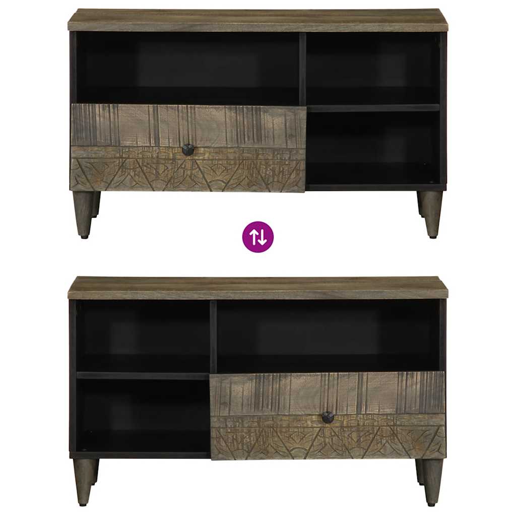 Meuble TV en Manguier Sculpté et Noir - 80 cm-Mon Meuble TV-10