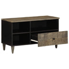 Meuble TV en Manguier Sculpté et Noir - 80 cm-Mon Meuble TV-2
