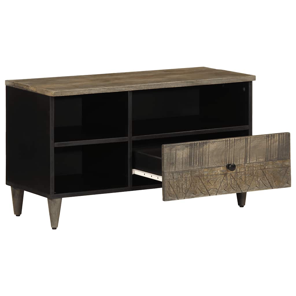 Meuble TV en Manguier Sculpté et Noir - 80 cm-Mon Meuble TV-2