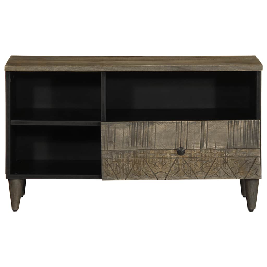 Meuble TV en Manguier Sculpté et Noir - 80 cm-Mon Meuble TV-3