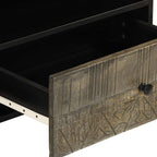 Meuble TV en Manguier Sculpté et Noir - 80 cm-Mon Meuble TV-7