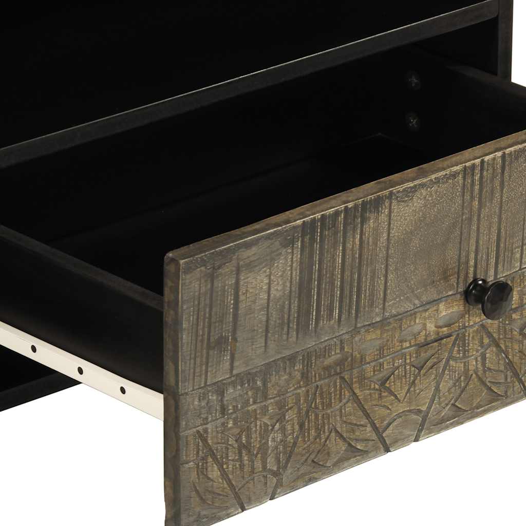 Meuble TV en Manguier Sculpté et Noir - 80 cm-Mon Meuble TV-7