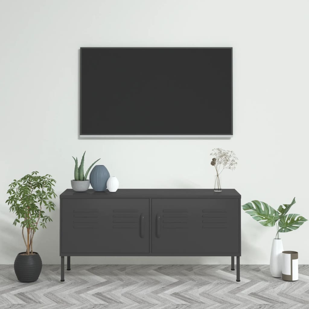 Meuble TV en Métal Couleur Blanc - 105 cm-Mon Meuble TV-Anthracite-16