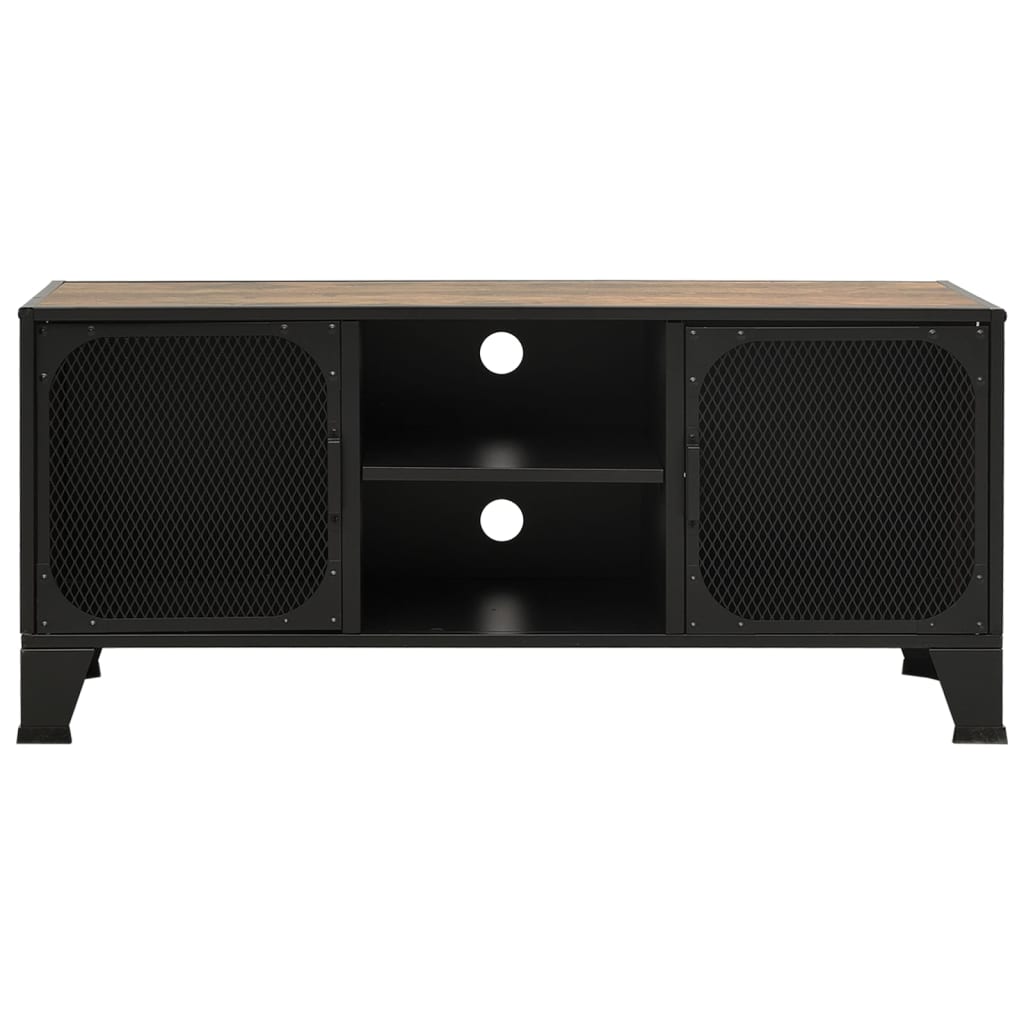 Meuble TV en Métal et Effet Bois Rustique - 105 cm-Mon Meuble TV-Gris-1-3