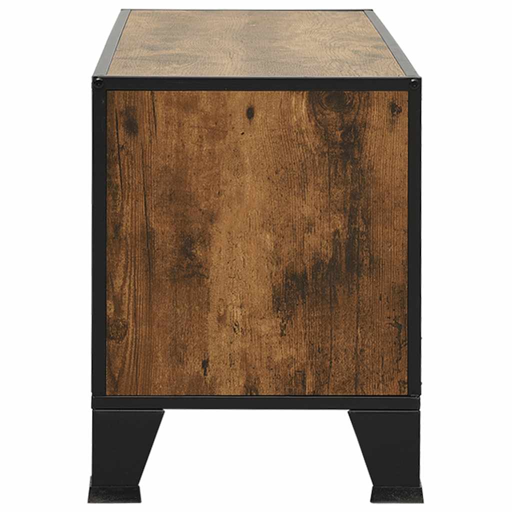 Meuble TV en Métal et Effet Bois Rustique - 105 cm-Mon Meuble TV-Gris-1-4