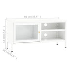 Meuble TV en Métal et Verre Blanc - 90 cm-Mon Meuble TV-10