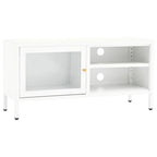 Meuble TV en Métal et Verre Blanc - 90 cm-Mon Meuble TV-2