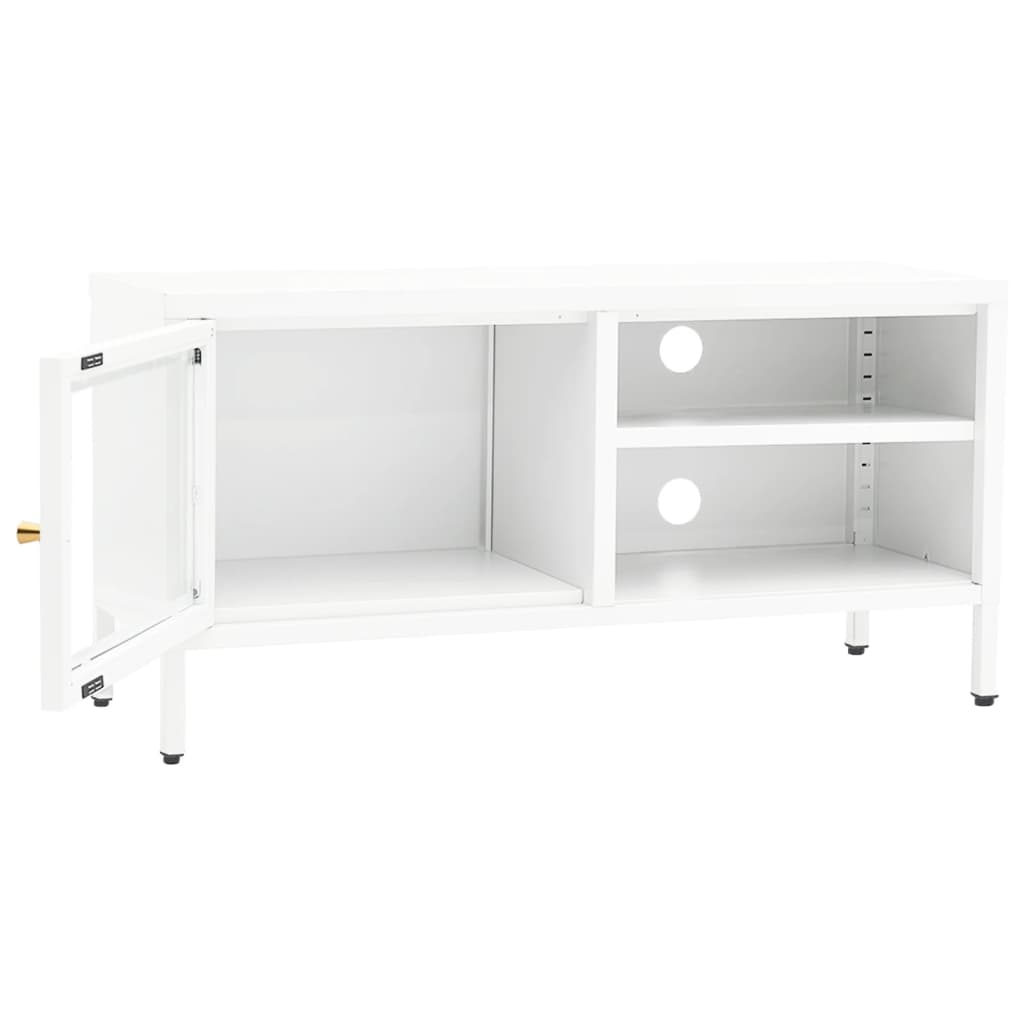 Meuble TV en Métal et Verre Blanc - 90 cm-Mon Meuble TV-6