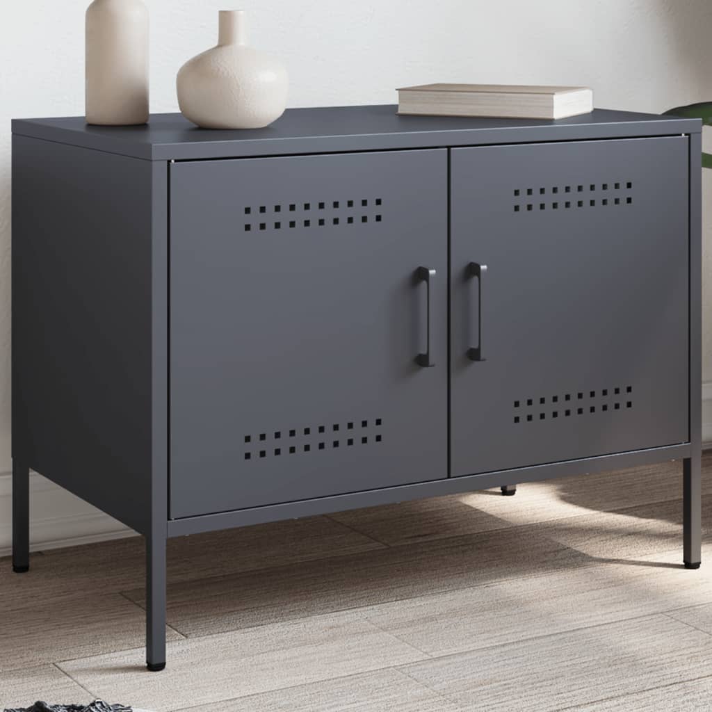 Meuble TV en Métal Gris Acier - 68 cm-Mon Meuble TV-Anthracite-1-1