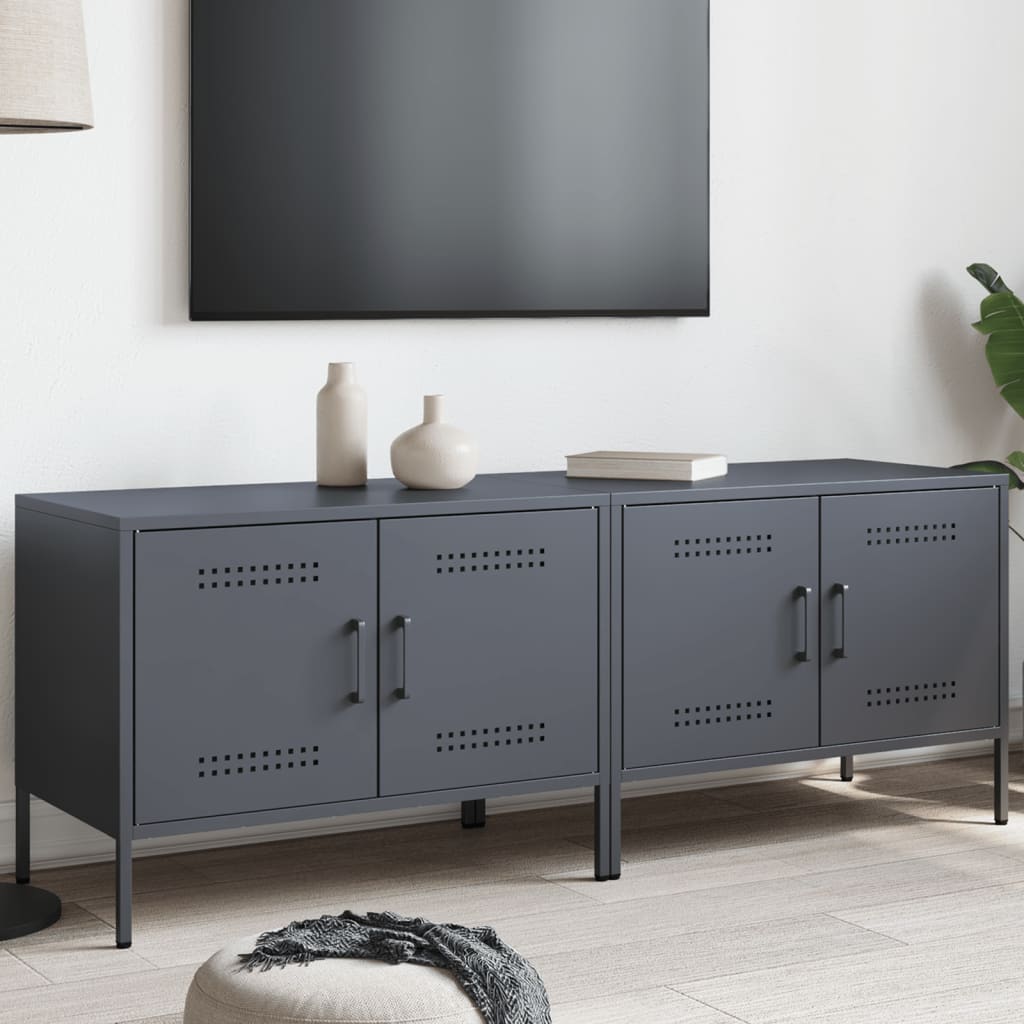 Meuble TV en Métal Gris Acier - 68 cm-Mon Meuble TV-Anthracite-2-17