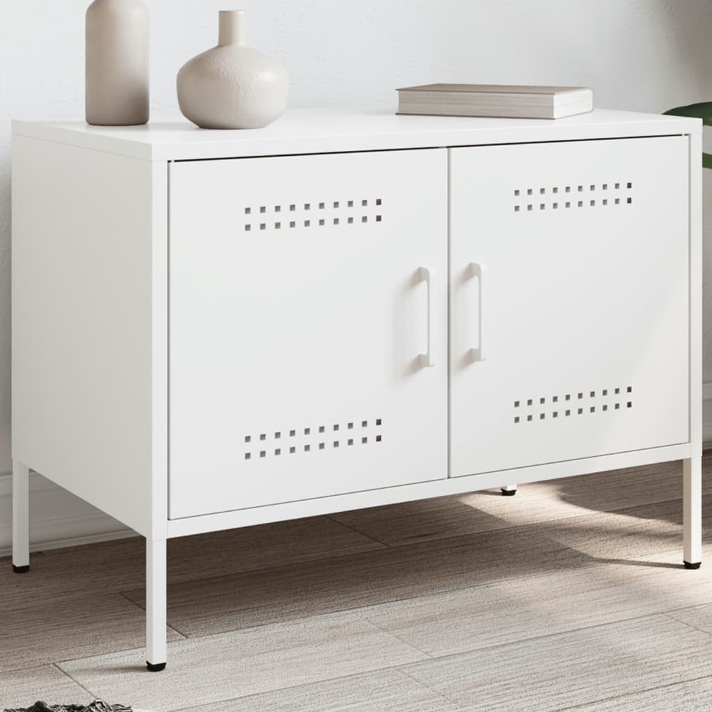 Meuble TV en Métal Gris Acier - 68 cm-Mon Meuble TV-Blanc-1-14