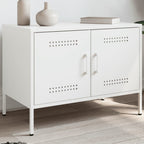 Meuble TV en Métal Gris Acier - 68 cm-Mon Meuble TV-Blanc-1-14