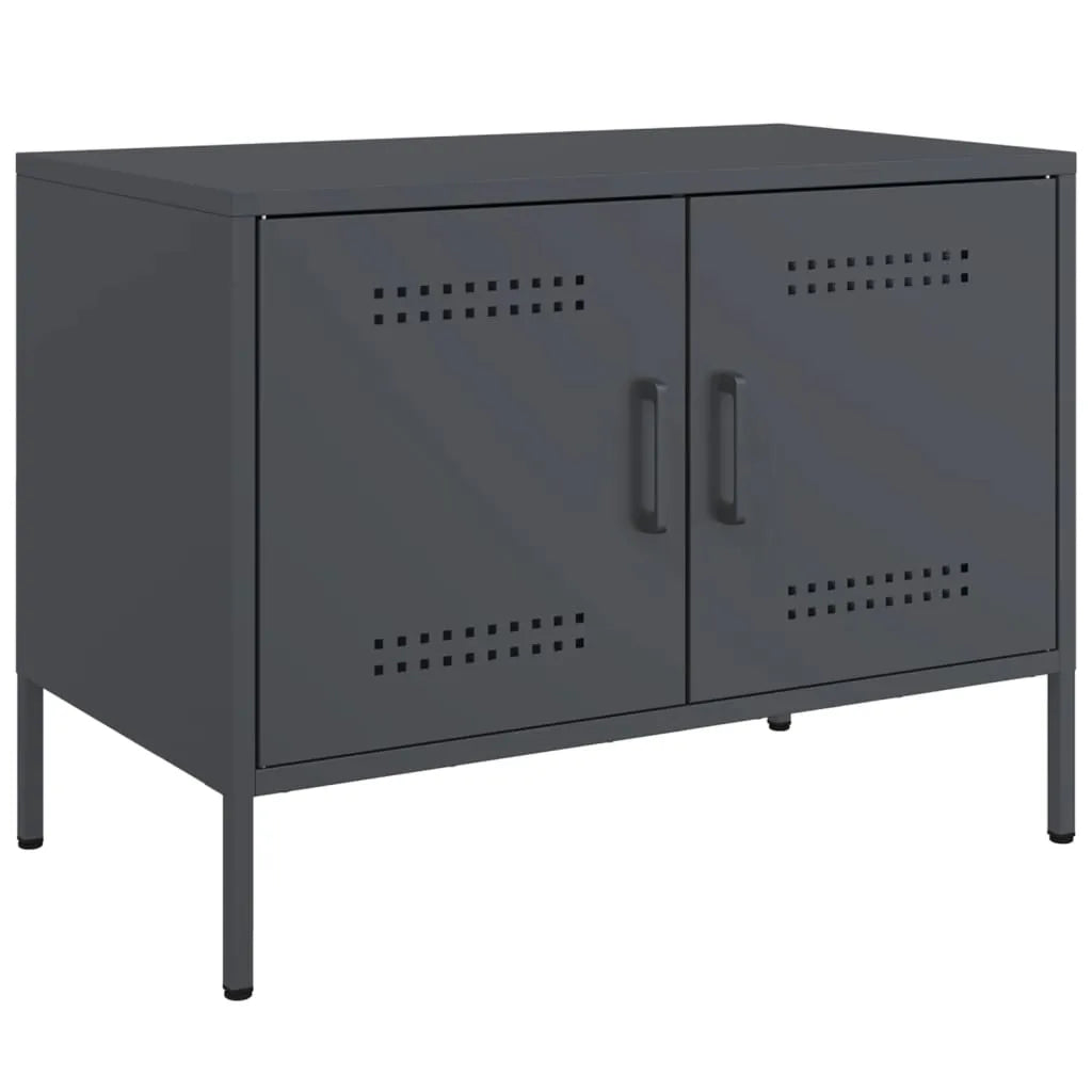 Meuble TV en Métal Gris Acier - 68 cm-Mon Meuble TV-Blanc-1-2
