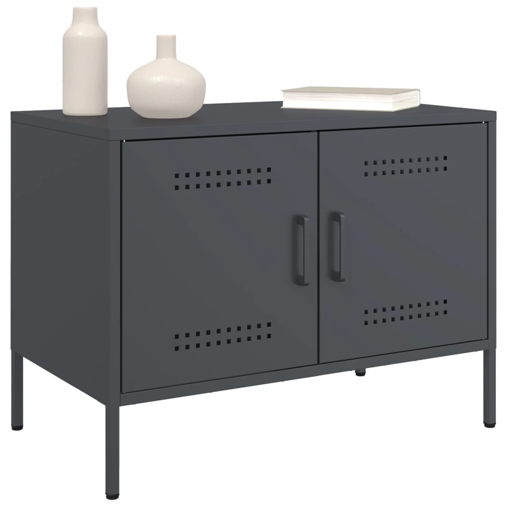 Meuble TV en Métal Gris Acier - 68 cm-Mon Meuble TV-Blanc-1-4