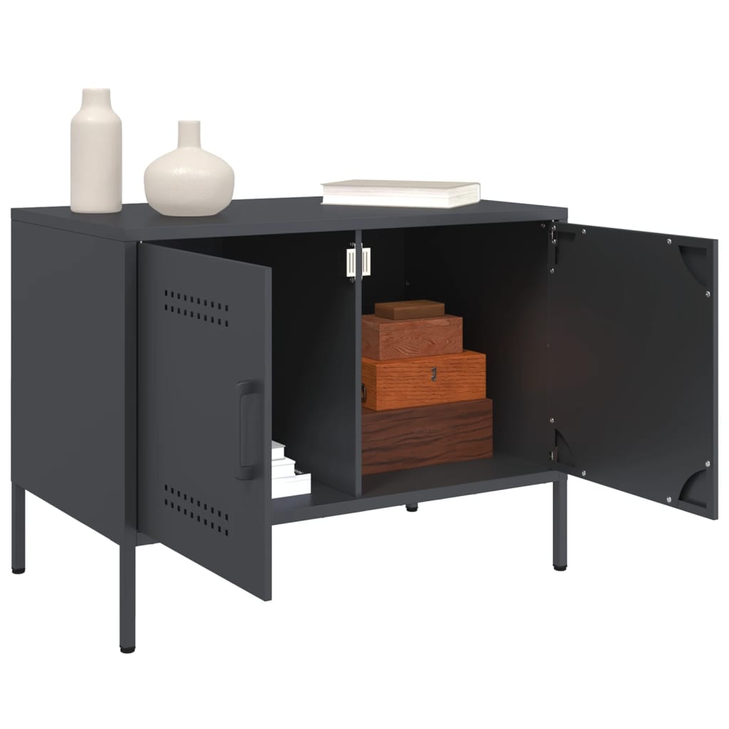 Meuble TV en Métal Gris Acier - 68 cm-Mon Meuble TV-Blanc-1-5