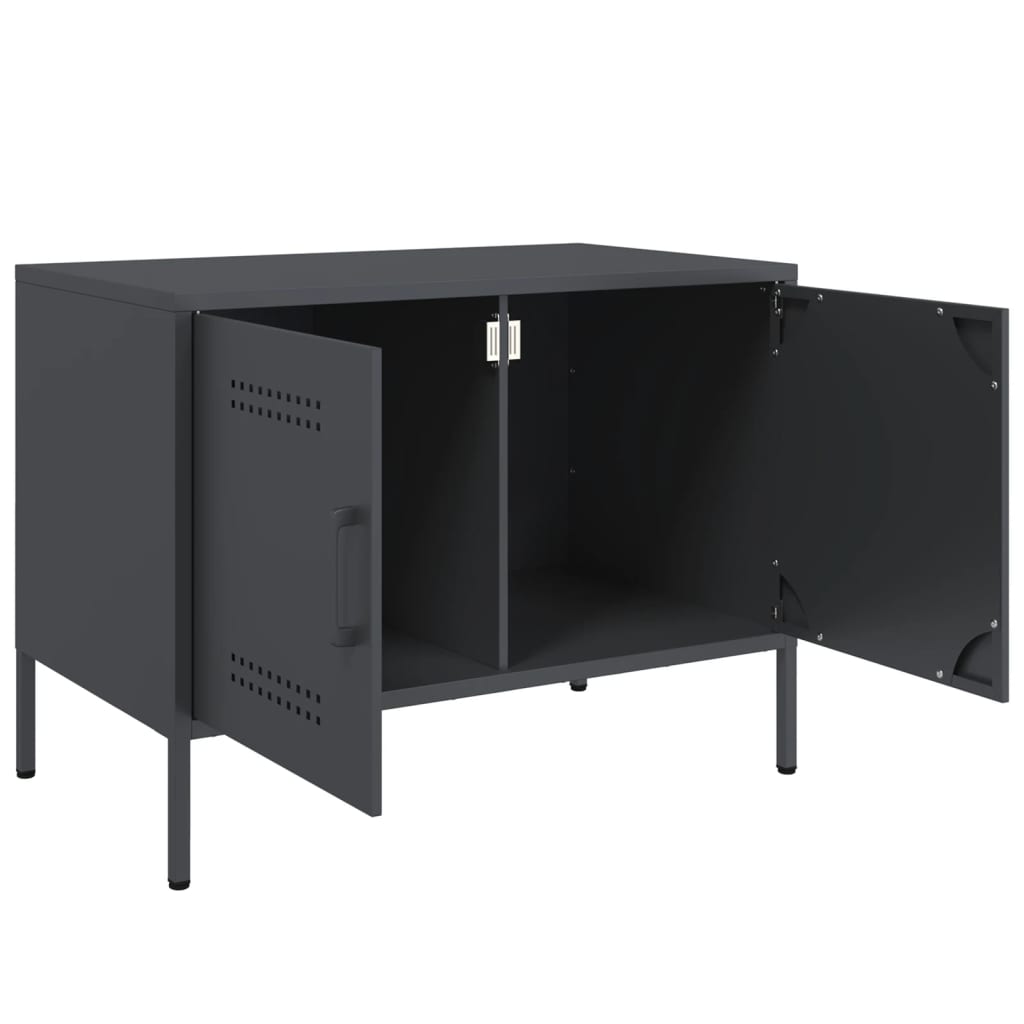 Meuble TV en Métal Gris Acier - 68 cm-Mon Meuble TV-Blanc-1-9