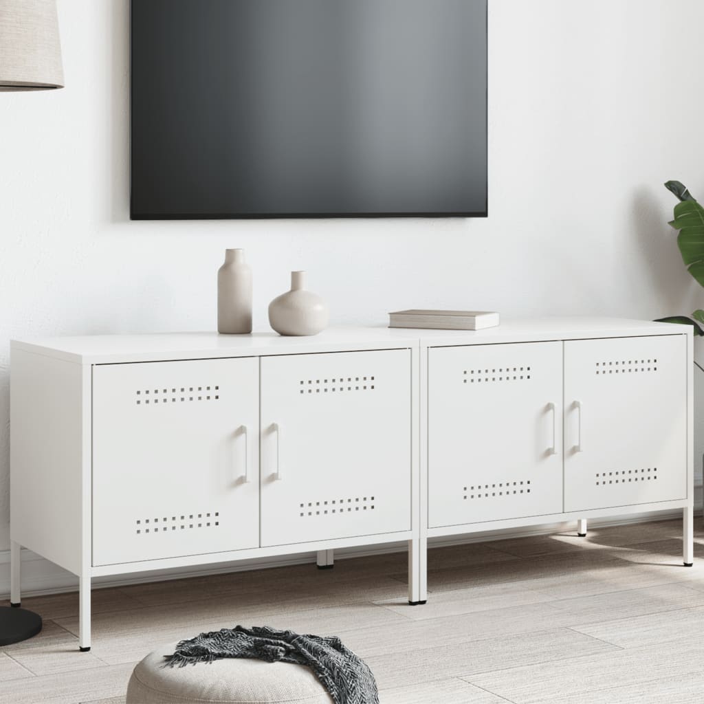 Meuble TV en Métal Gris Acier - 68 cm-Mon Meuble TV-Blanc-2-18